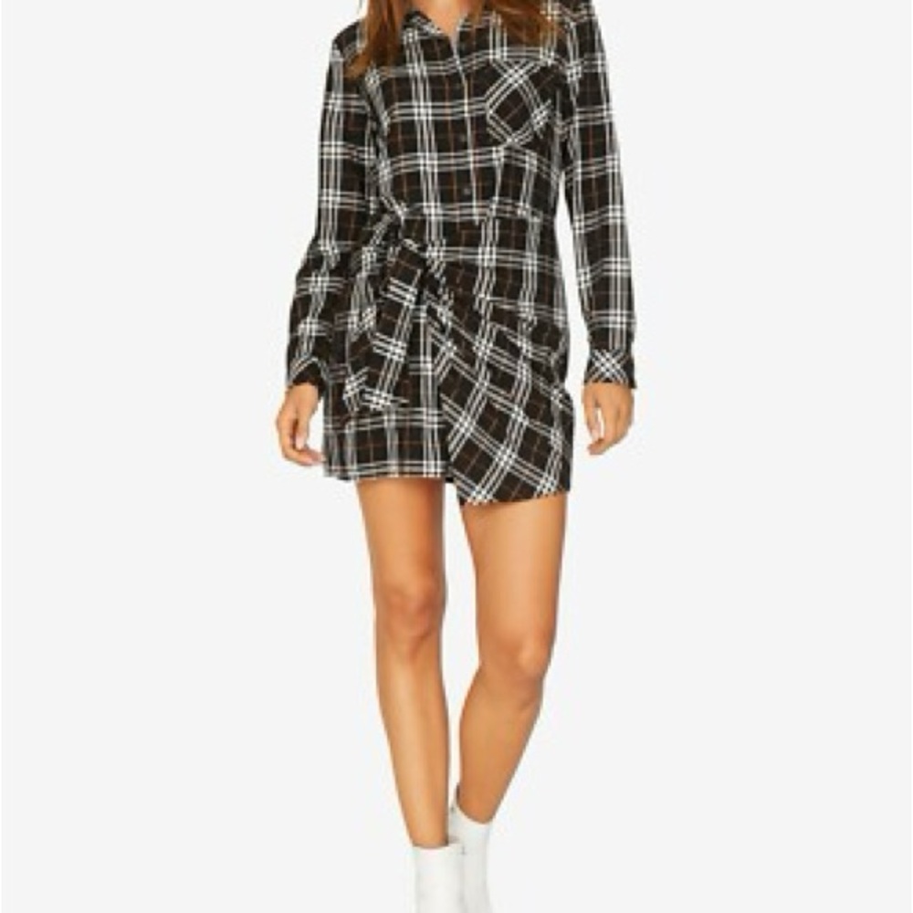 Sanctuary Black and White Cuffed Sleeve Mini Dress